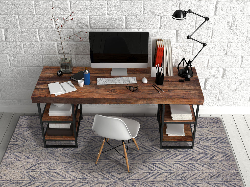 Gramercy 1611 Blue Heather Herringbone Rug, 8'x10'
