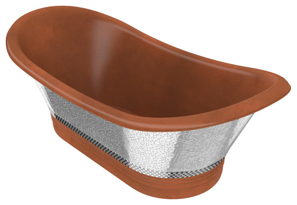 Banten 68" Handmade Copper Double Slipper Flatbottom Non-Whirlpool Bathtub