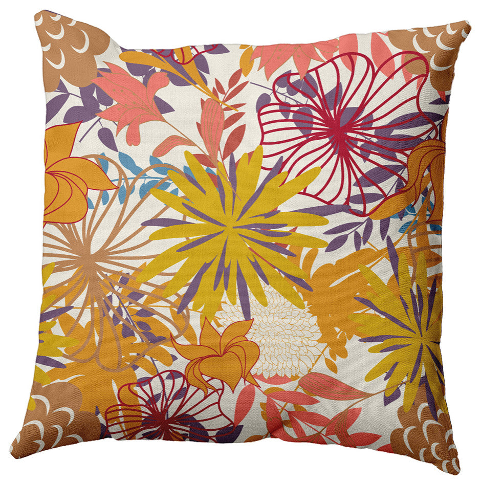 Jumble Floral Accent Pillow, Mustard, 26"x26"