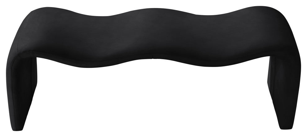 Willow Upholstered Bench, Black, Vegan Leather