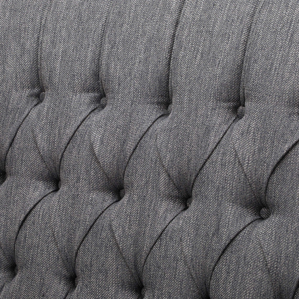 Salome Oversized Tufted Fabric Push Back Recliner, Charcoal and Dark Brown