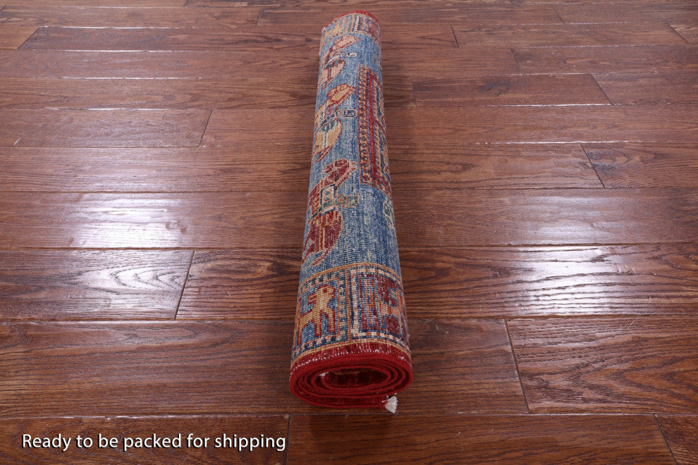 Hand Knotted Antiqued Pazyryk Historical Design Wool Rug 2' 9" X 4' 0" Q11116