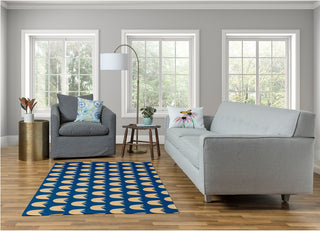 Simple Tulip Design Spring Chenille Rug, Dark Cobalt Blue, 4'x6'