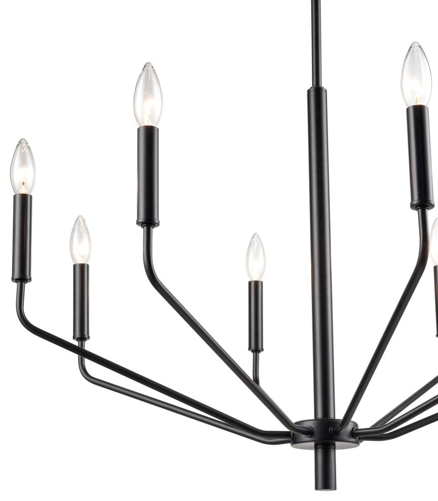 8 Light 30 in. Matte Black Chandelier