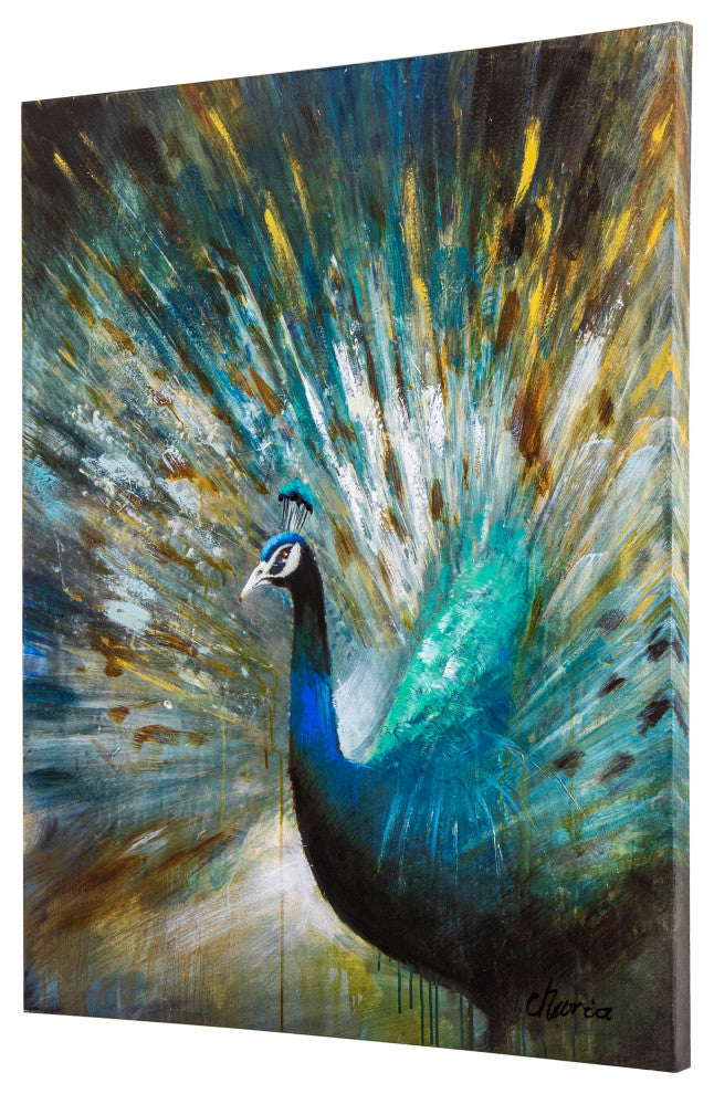 Peacock Prowess Art Painted On Canvas