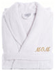 White Terry Bathrobe For Mom With Color Gold Embroidery, Small/Medium