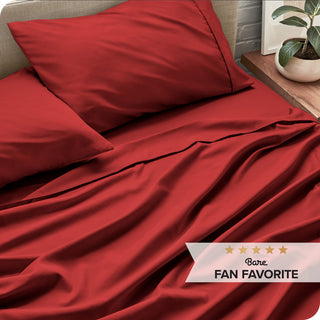 Bare Home 1800 Microfiber Sheet Set, Red, King