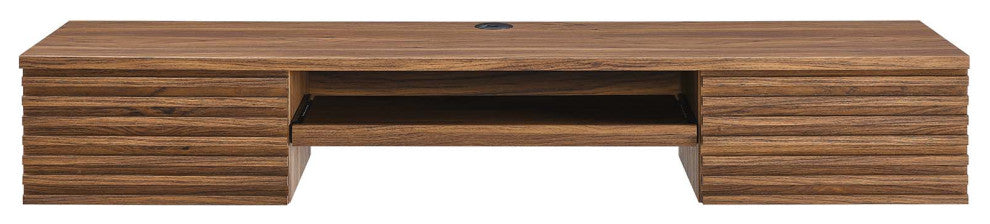 Render Wall Mount Wood Office Desk, Walnut