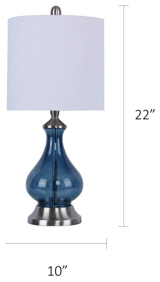 22" Sapphire Blue Seeded Glass Accent Lamp