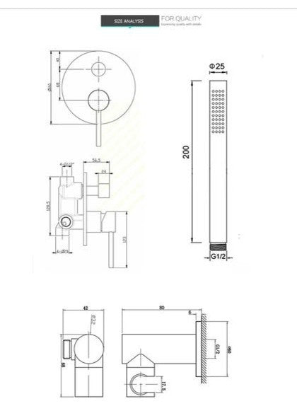 Solid Brass Rose Gold Shower Faucet Set With Handheld Shower