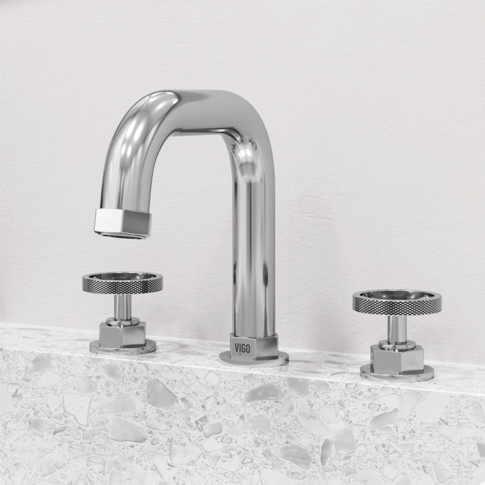VIGO Hart 7" H 2-Handle Widespread Bathroom Faucet, Chrome