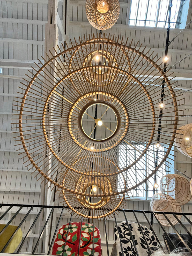 Rattan Sun Ray Pendant Small
