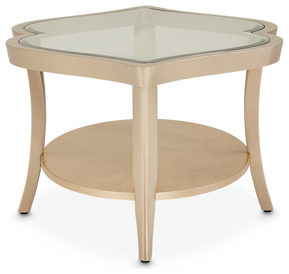Malibu Crest Glass Cocktail Table - Chardonnay