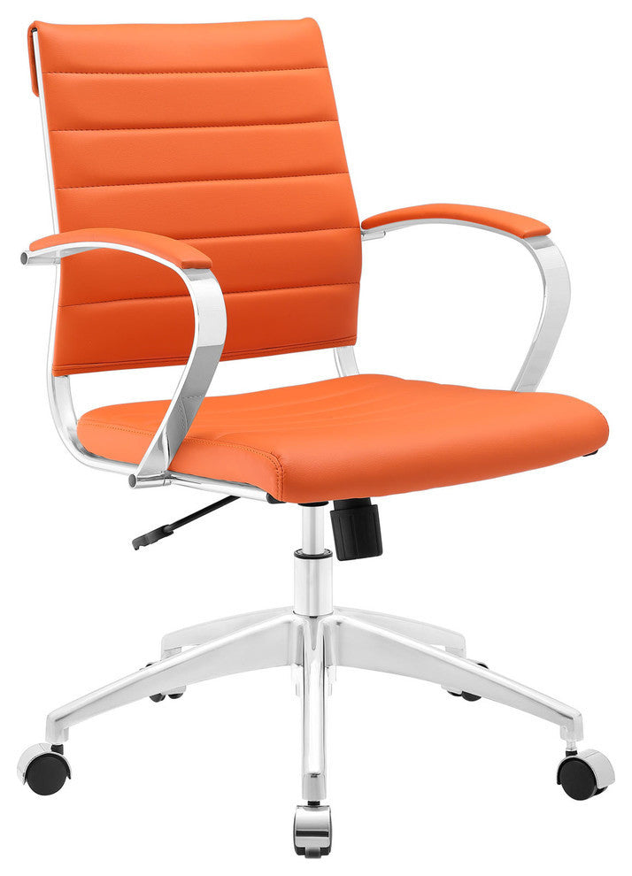 Modern Contemporary Office Chair, Orange Faux Leather