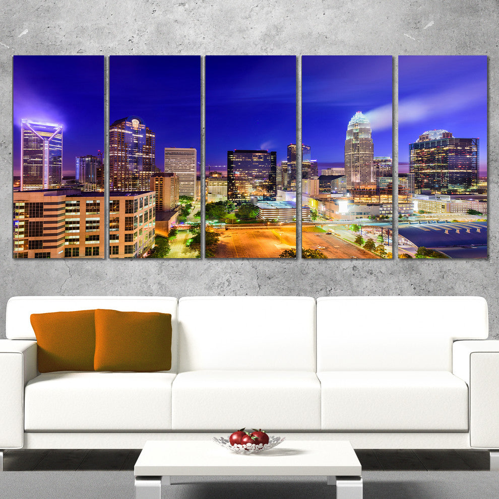 "Charlotte North Carolina" Canvas Print60"x28", 5-Panels