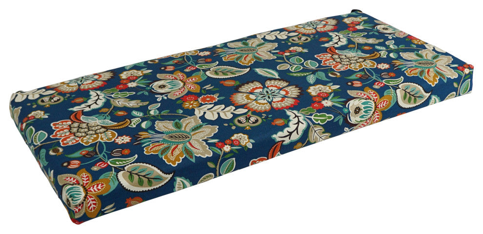 45"X19" Patterned Outdoor Spun Polyester Loveseat Cushion, Telfair Peacock