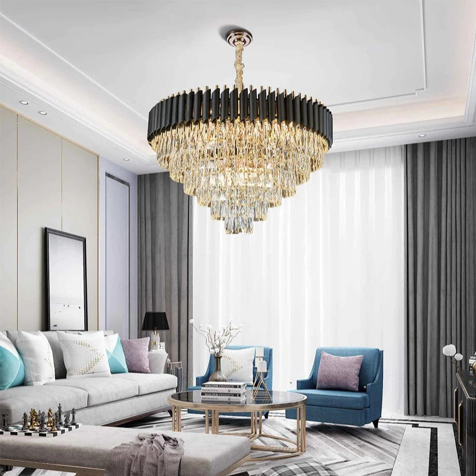 Verano 32" Crystal Chandelier, Black