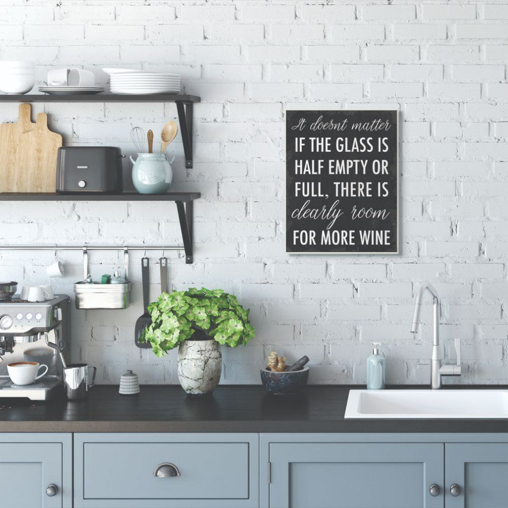 Stupell Industries More Wine Funny Family Black and White Word Design, 13 x 19
