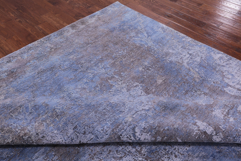 9' 0" X 12' 4" Wool and Silk Hand Knotted Abstract Rug Q9037