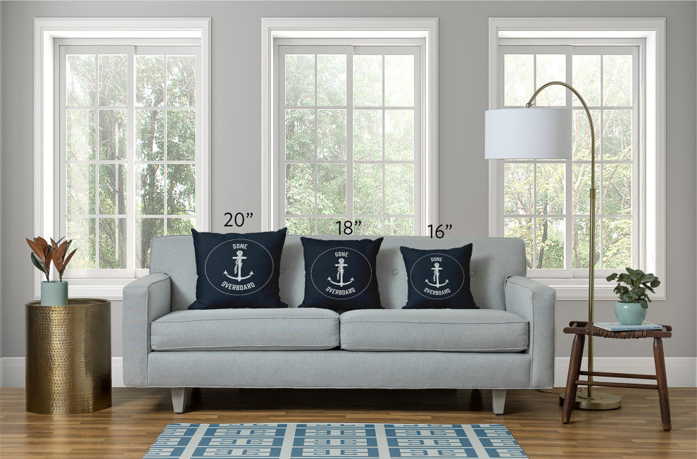 26x26" Gone Forever Overboard Nautical Decorative Indoor Pillow, Dusty Smoke