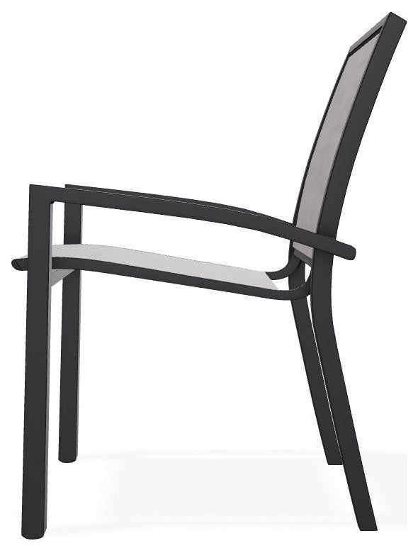 Kendall Sling Stackable Outdoor Dining Chair, Fossil/Black