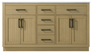 Home Living 60" Double Bathroom Vanity, Honey Brown