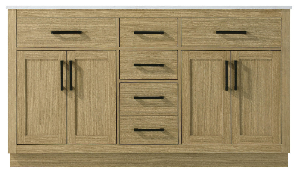 Home Living 60" Double Bathroom Vanity, Honey Brown