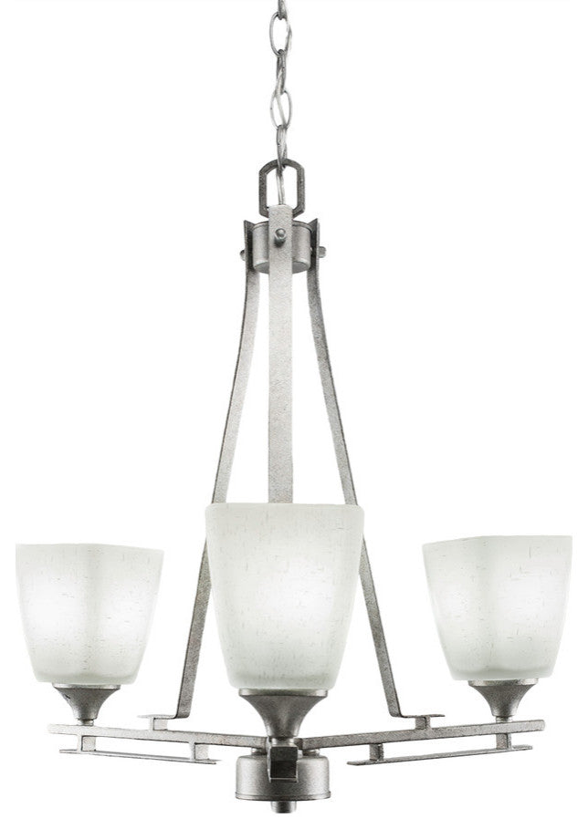 Uptowne 3-Light Chandelier, Aged Silver/White Muslin