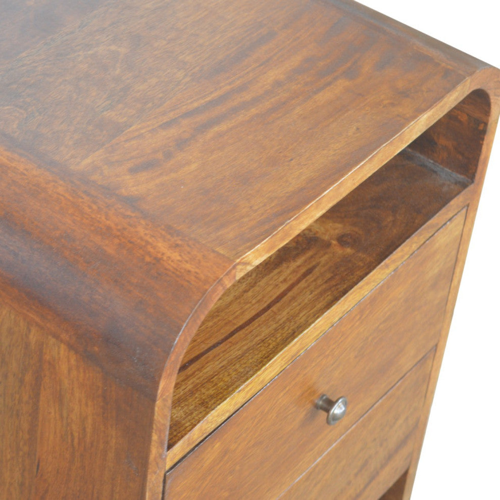 Chestnut Curve 2 Drawer Nightsand