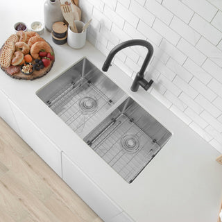 STYLISH 30" Double Basin Undermount 16G Stainless Steel Kitchen Sink With Grids