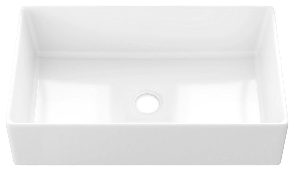 Sinber Farmhouse Apron Single Bowl Kitchen Sink with Fireclay 2 Accessories, White, 33" X 20"