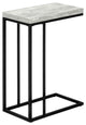 Accent Table C-Shaped End Side Snack Metal Laminate Grey Black
