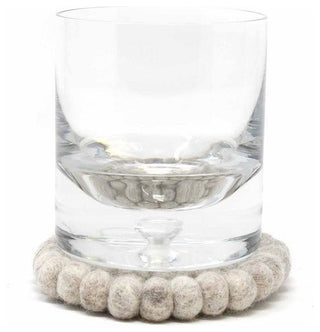 Felt Ball Coasters, Set of 4, Light Gray