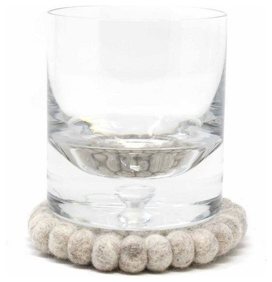 Felt Ball Coasters, Set of 4, Light Gray