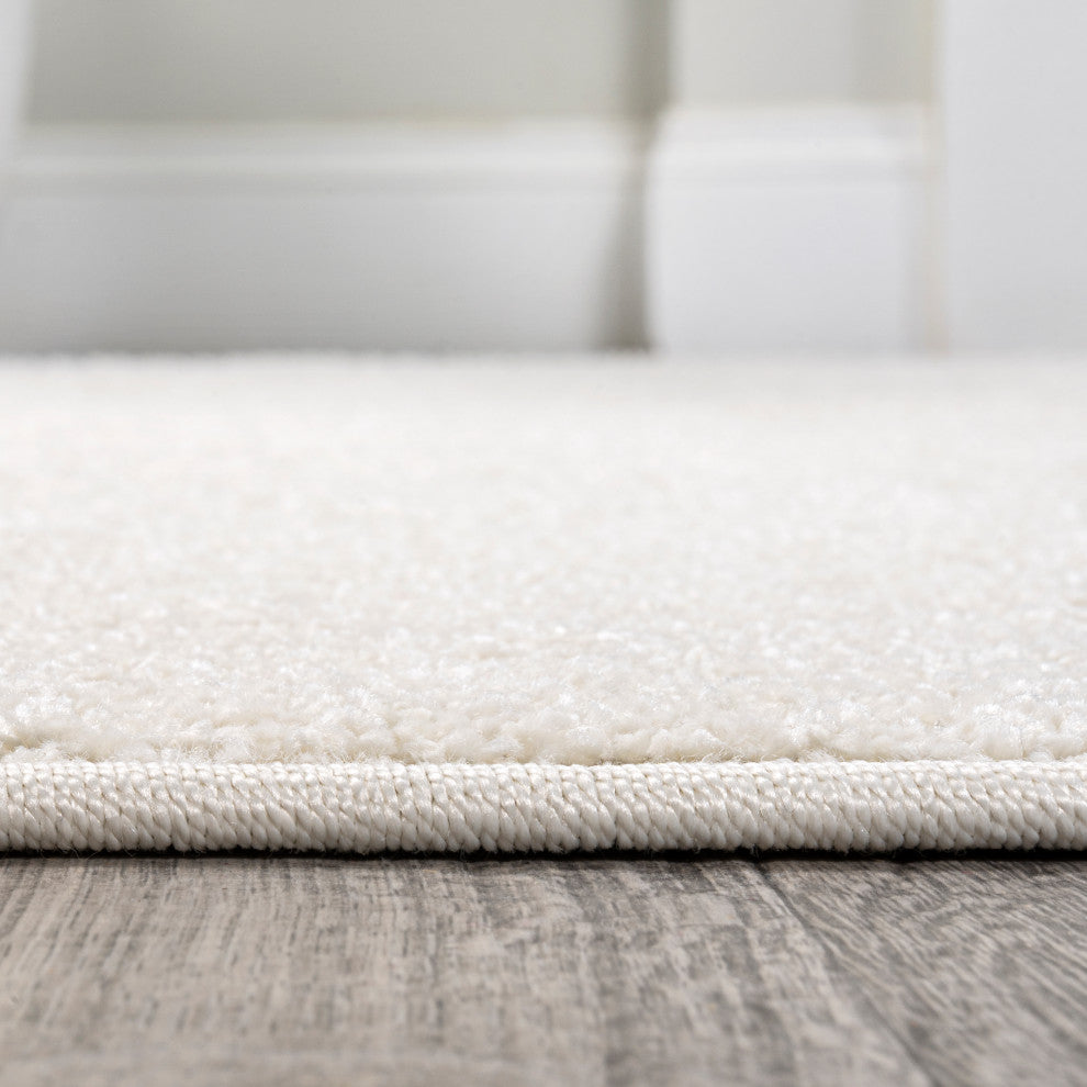 Haze Solid Low-Pile Runner Rug, Cream, 2 X 8