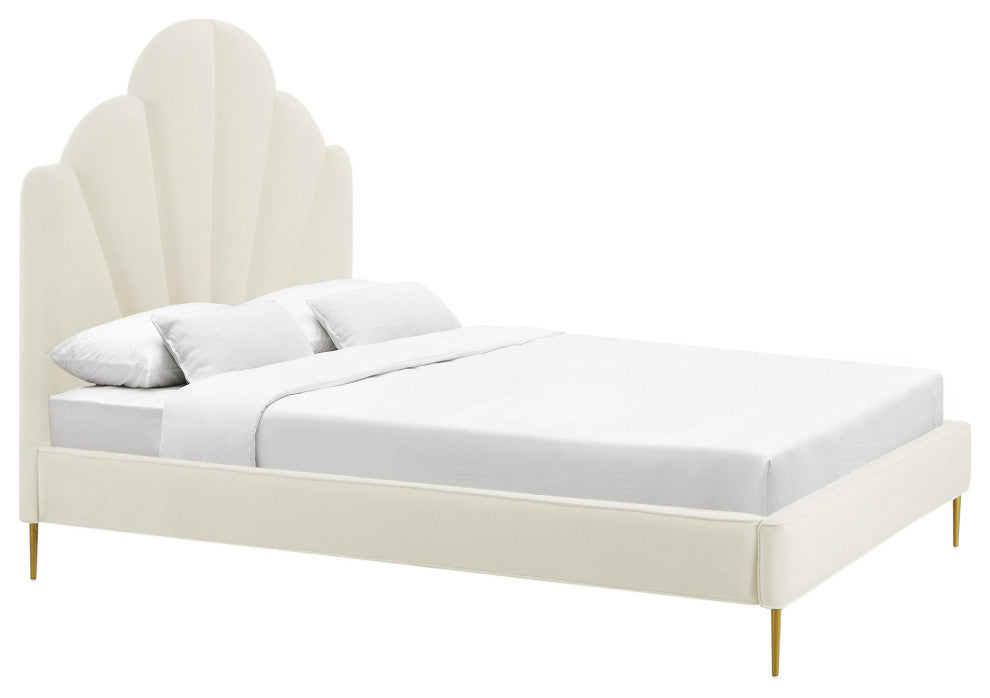 Bianca Cream Velvet Bed in King