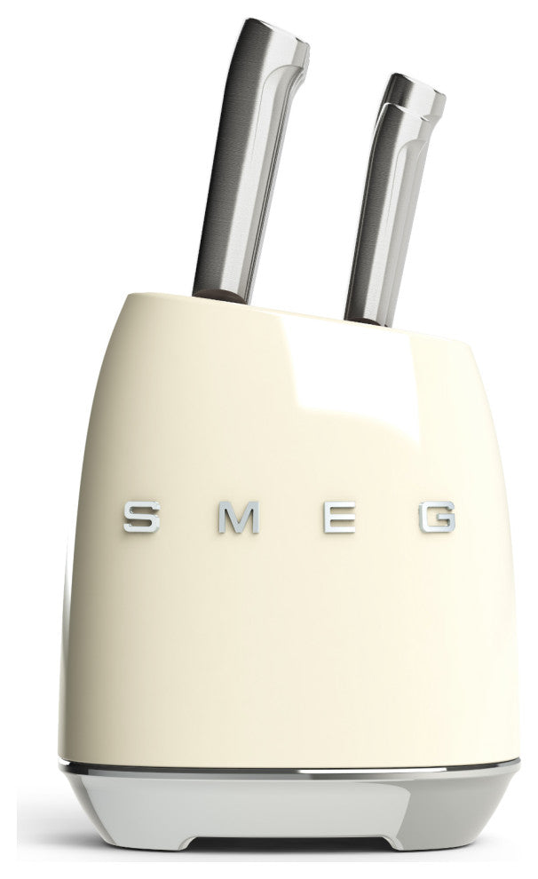 Smeg Cream Stainless Steel Knife Block Set