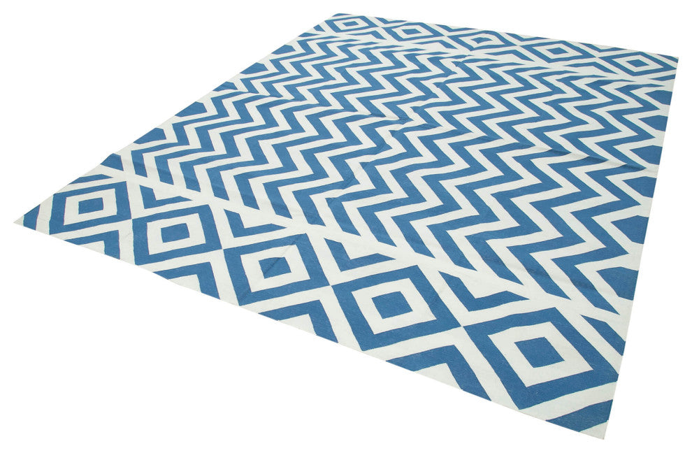 Rug N Carpet - Handmade Wool 7' 11'' x 9' 9'' Modern Design Dhurrie Kilim Rug