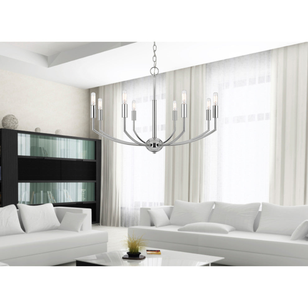 Maxton Chrome Metal Chandelier, Fx-3807-8