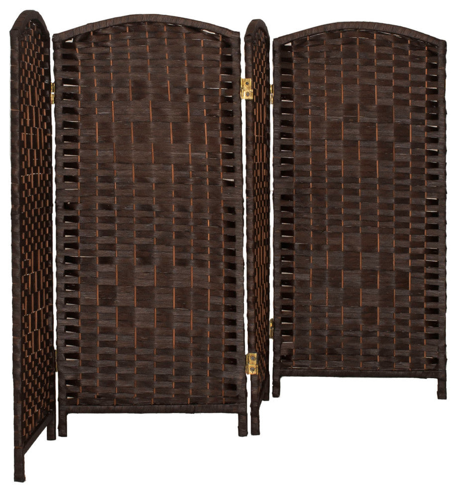 3 ft. Short Diamond Weave Fiber Room Divider Dark Mocha 4 Panel