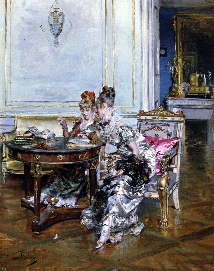 Giovanni Boldini Confidences, 20"x25" Gallery Wrapped Canvas Print