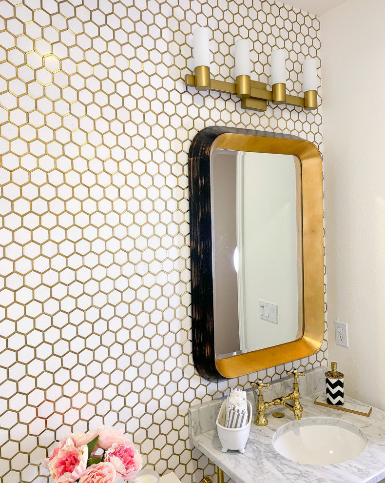 Maxim 22414 Contessa 28"W Bath Light - Natural Aged Brass / Satin White Glass