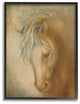 Horse Portrait Blue Yellow Animal Painting, 16"x20", Black Frame