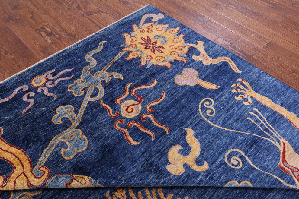 8' 11" X 11' 7" Dragon And Phoenix Design Hand-Knotted Wool Rug - Q12509