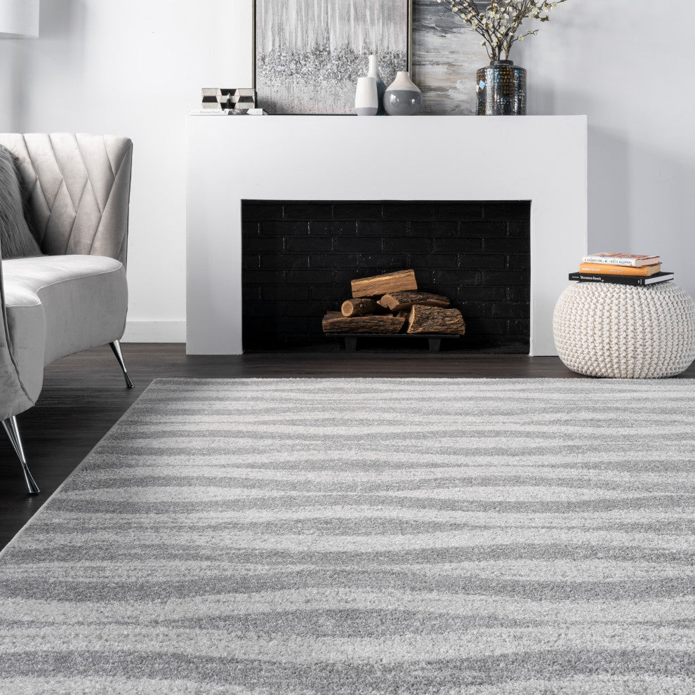 Nuloom Tristan Contemporary Waves Area Rug, Grey 5'x8'