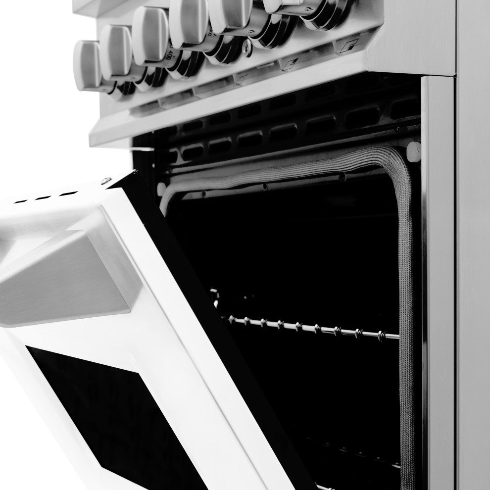 ZLINE 24 In. Professional Dual Fuel Range With White Matte Door, RA-WM-24