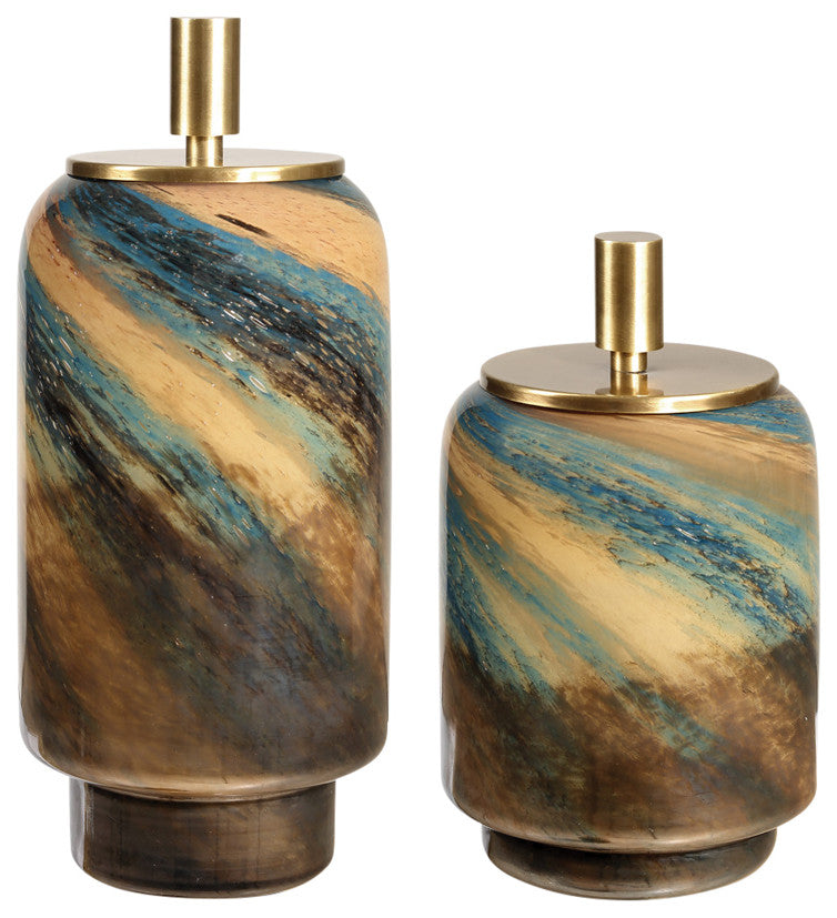 Uttermost Celestial Tide Glass Containers Set of 2