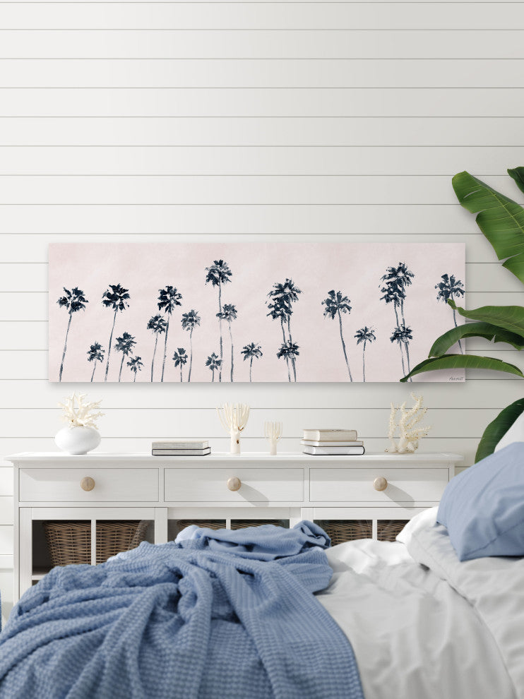 "Palm Tree Skyline" Painting Print on Wrapped Canvas, 45x15