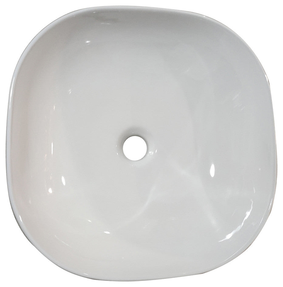 16x16" Square White Finish Ceramic Bathroom Vessel Sink