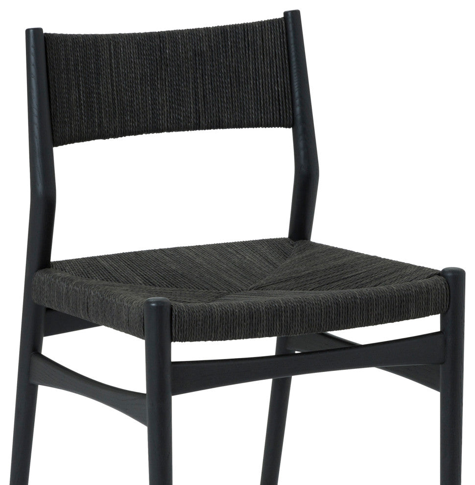 Erie, Black Woven Paper Cord and Wood, Dining Chairs, 18", Set of 2